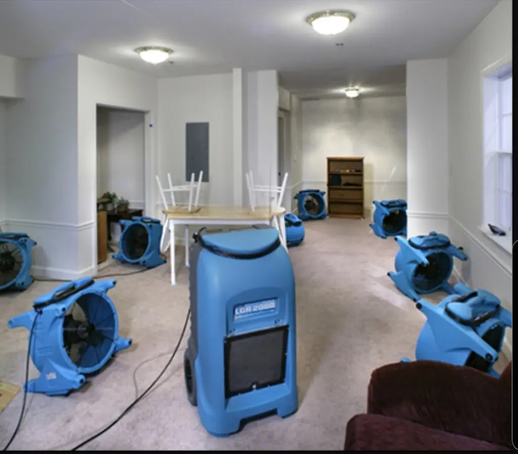 Air movers and dehumidifier setup for Water Extraction & Removal in Mount Washington
